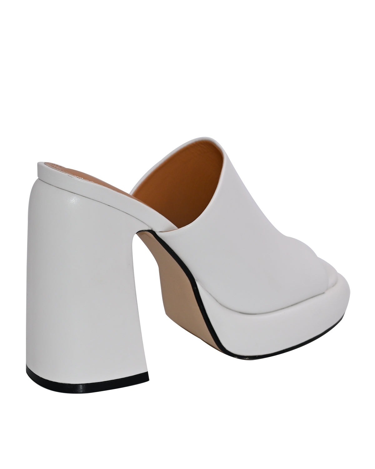 Δερμάτινα mules με ψηλό τακούνι σε λευκό - Anna shoes & more