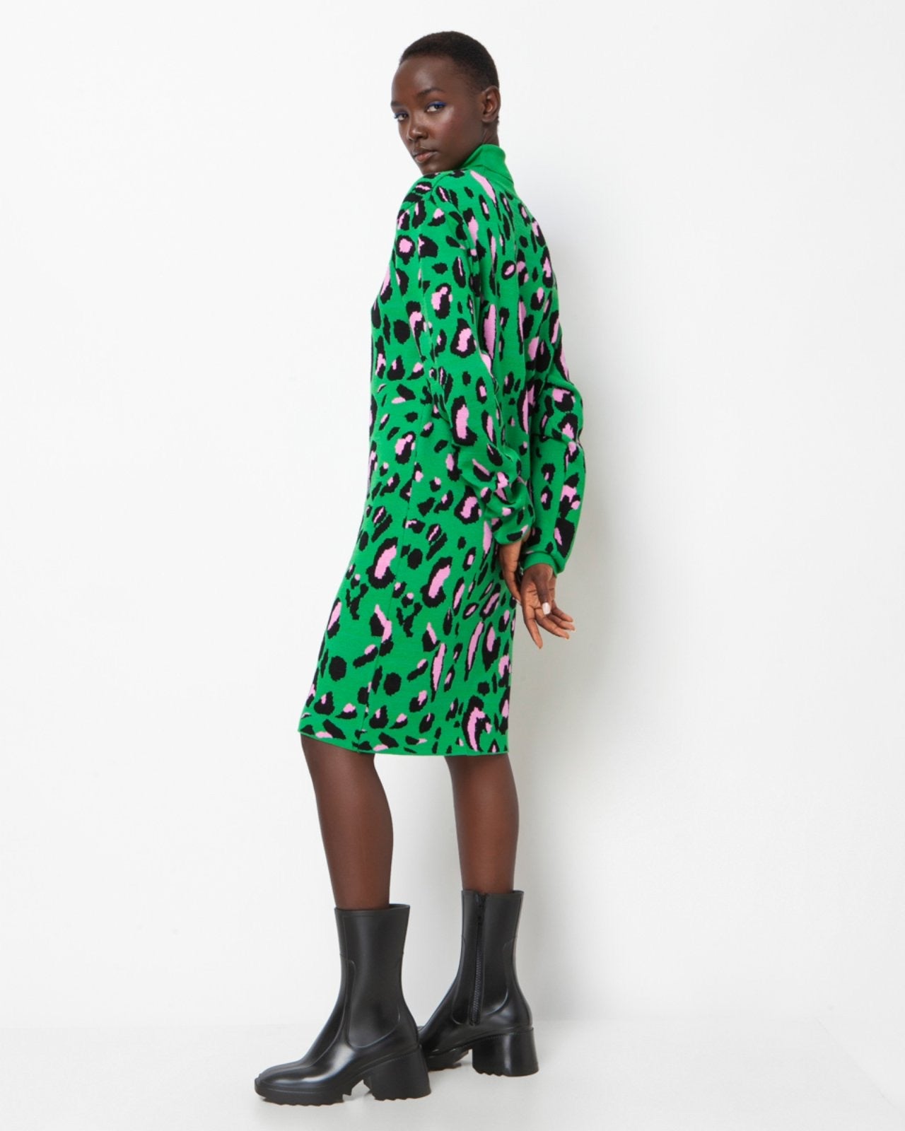 Midi  φόρεμα σε πράσινο animal print - Anna shoes & more