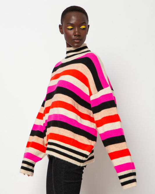 Ριγέ πολύχρωμο πουλόβερ - Anna shoes & more