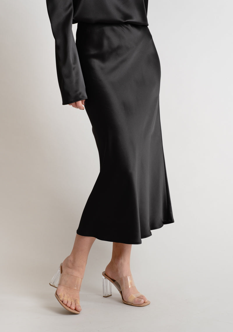 Σατέν midi φούστα σε μαύρο - Anna shoes & more