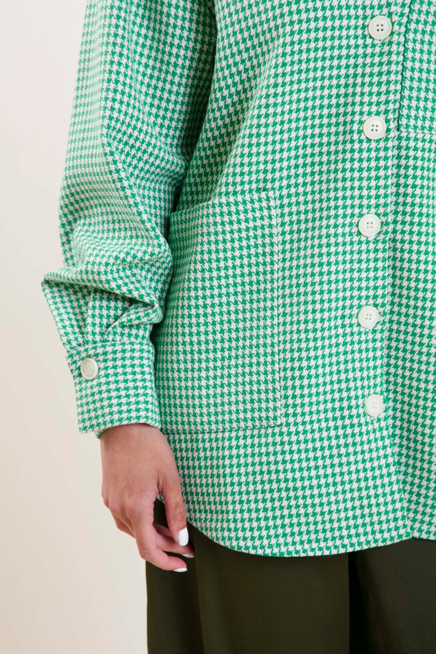 Καρό σακάκι σε άσπρο και πράσινο - Anna shoes & more
