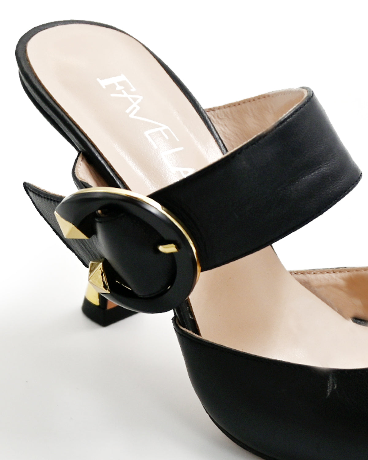 Δερμάτινα mules με λεπτό τακούνι σε μαύρο - Anna shoes & more